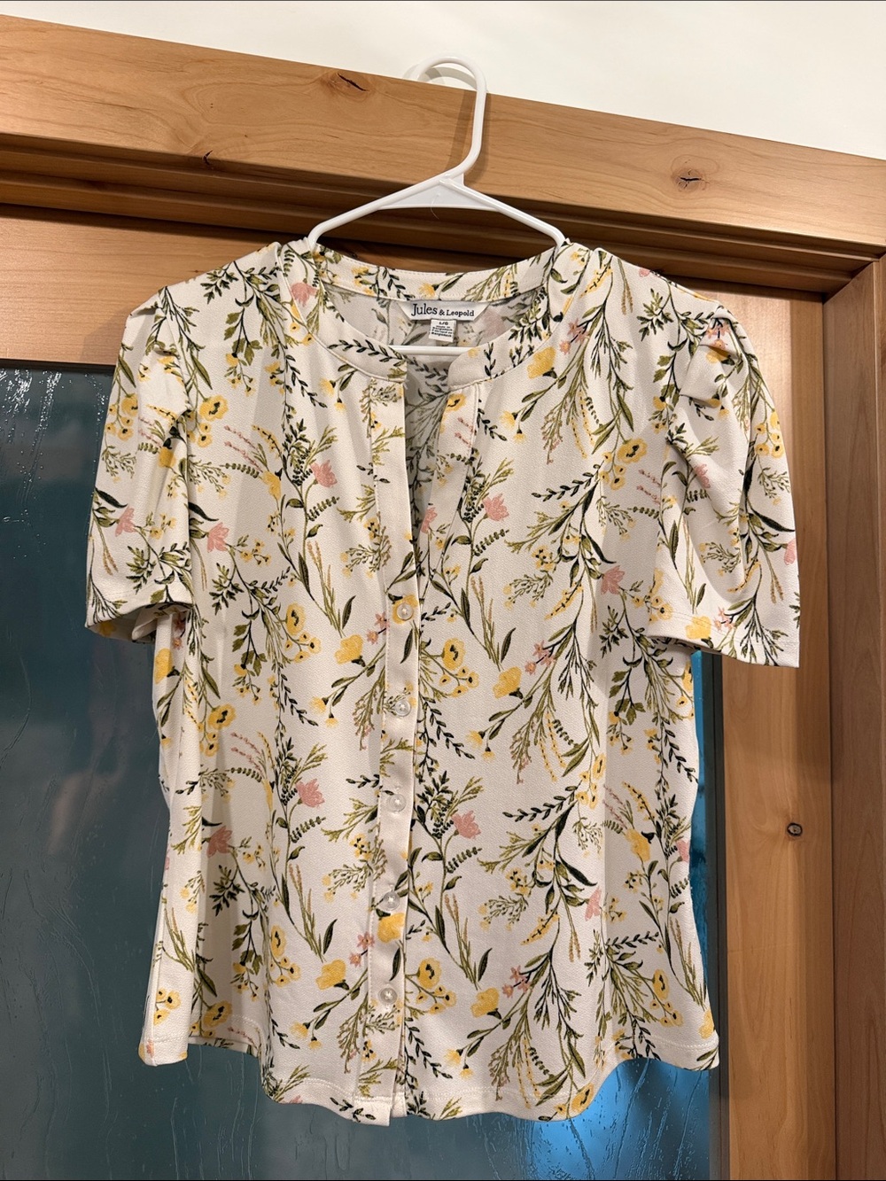 Jules & Leopold Cream Floral Button-Front Midi Dress